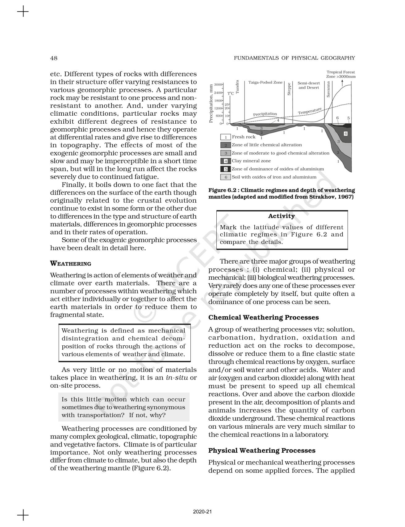 Geomorphic processes ncert book of class 11 fundamental of physical